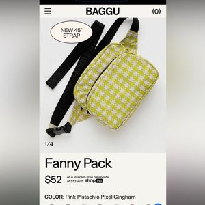 Baggu Fanny Pack in Pink Pistachio Pixel Gingham